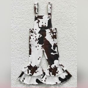 NWT Brown Cow Print Kids Overalls